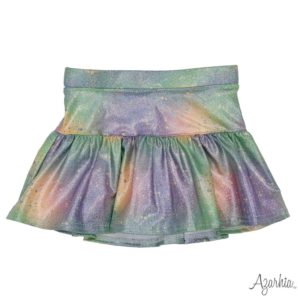 Mardi Gras Shimmer Splatter Gathered Skort MG26