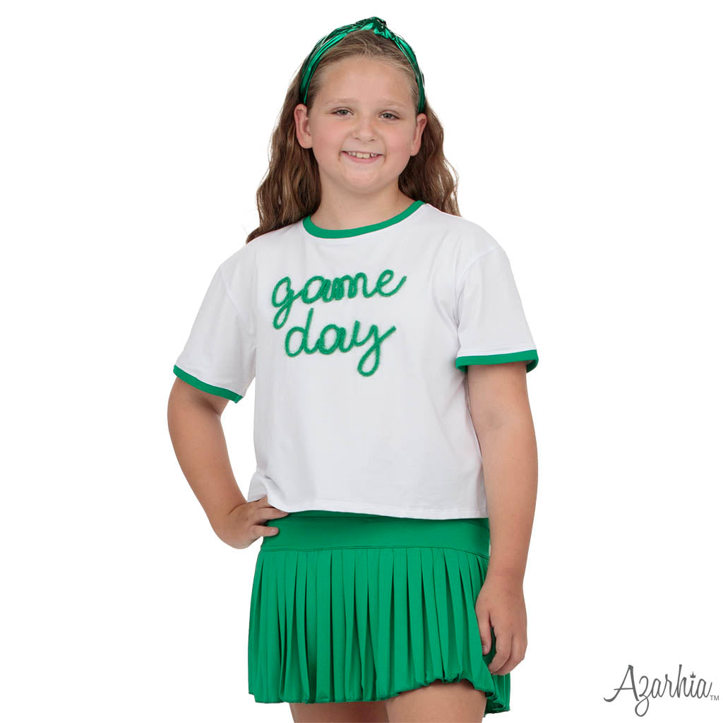 Tinsel Game Day Ringer Boxy T' Green