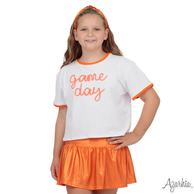 Gathered Skort in Orange Shimmer