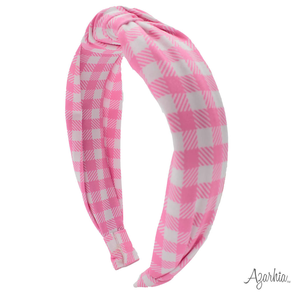 Top Knot Headband in New Pink Gingham