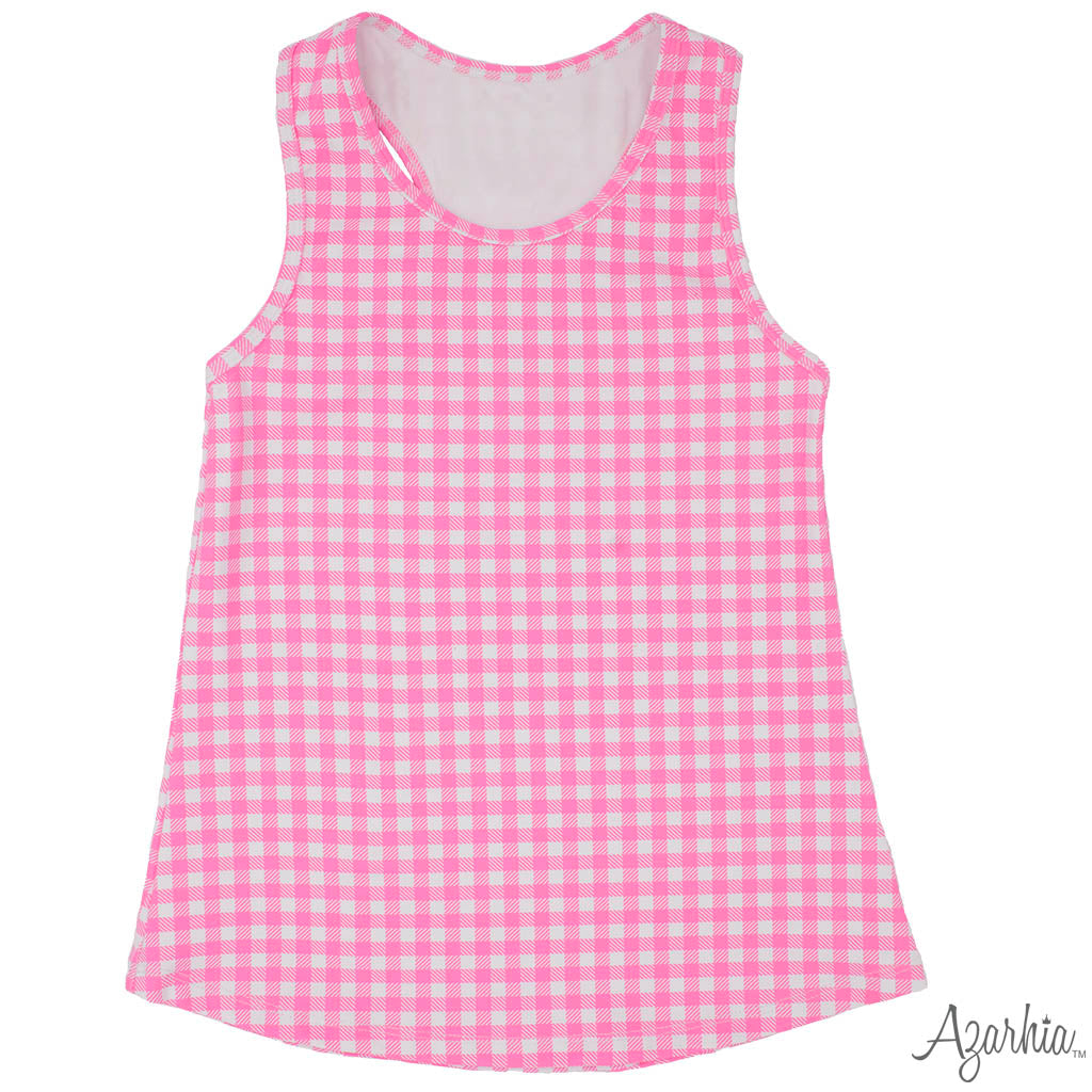 Racer Back Tank New Pink Gingham