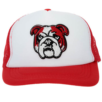 Bulldog in Red Rhinestone Patch Headband