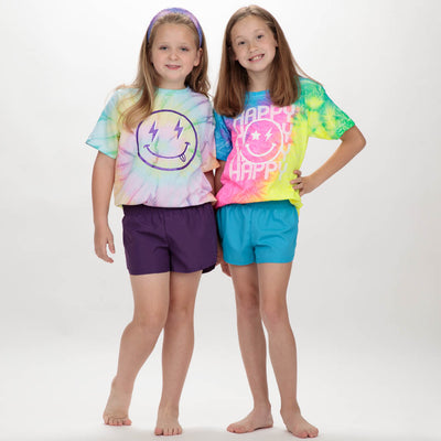 T-Shirt With Happy Repeating & Smiley Face on Quest Tie Dye