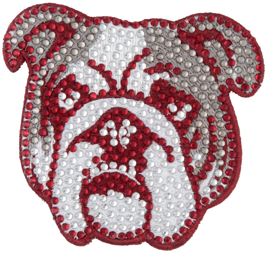 Bulldog in Maroon Rhinestone Patch Headband