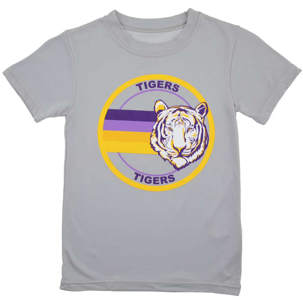 Silver Dri Fit with circle design Tiger face Shirt