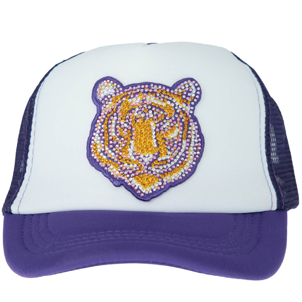 Tiger Face Patch on Purple Youth Trucker Cap
