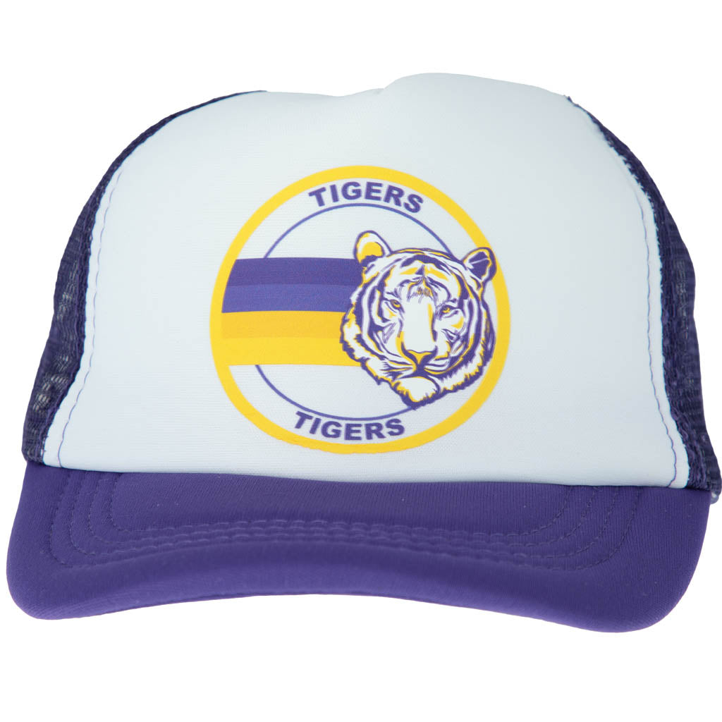 Tiger Circle Design on Purple Youth Trucker Cap