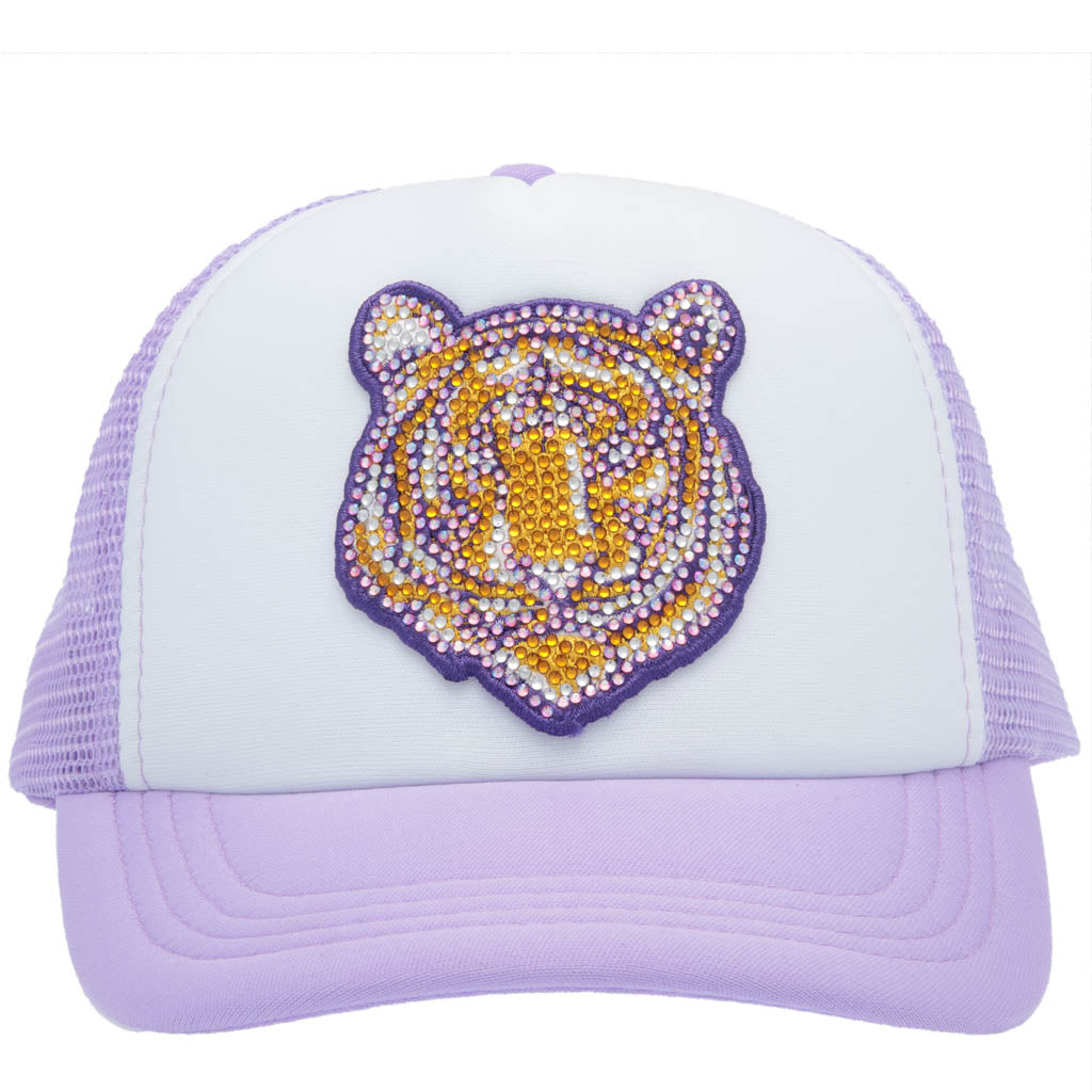 Trucker Cap Youth Lavender with Rhinestone Tiger