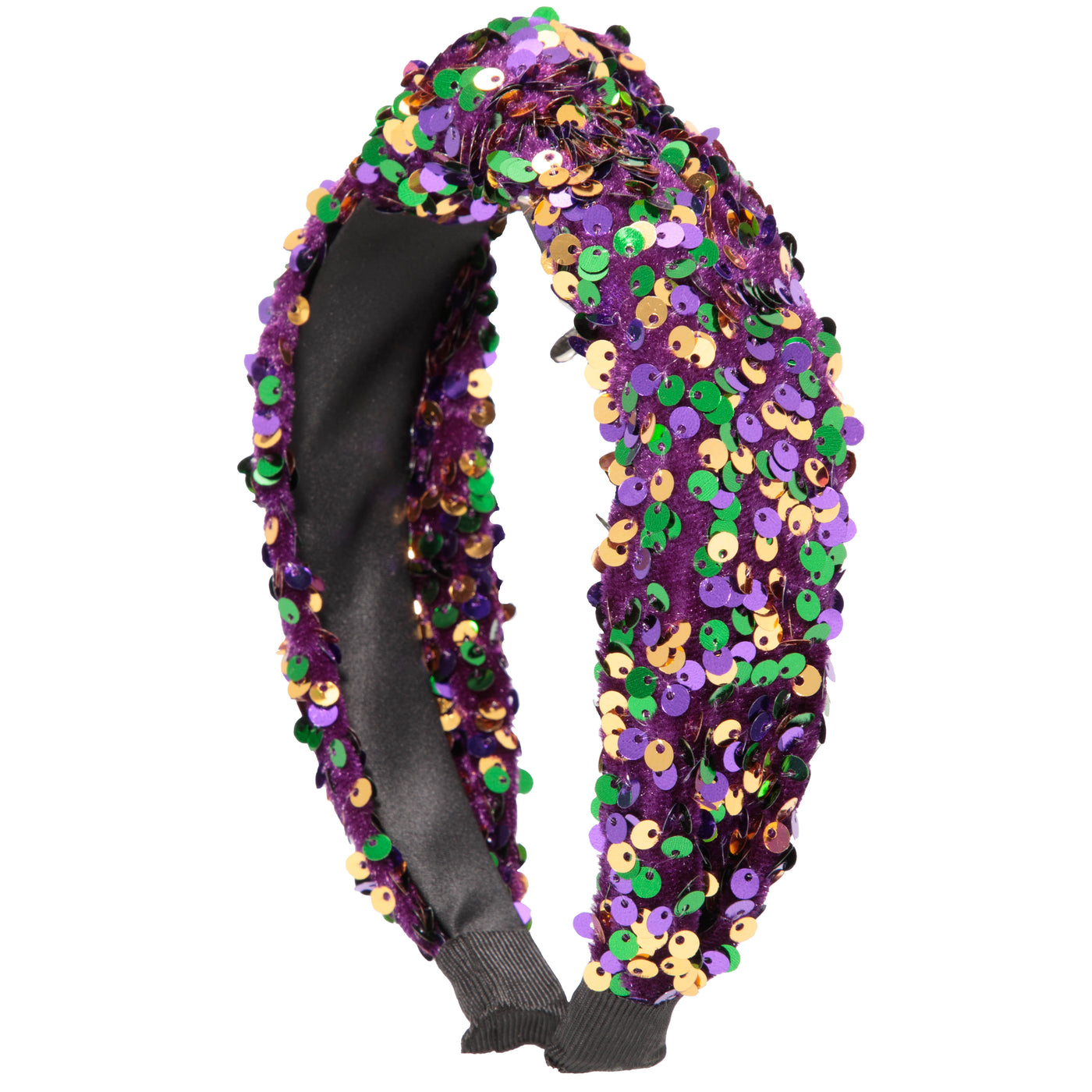 Sequin Mardi Gras Velvet Top Knot Headband