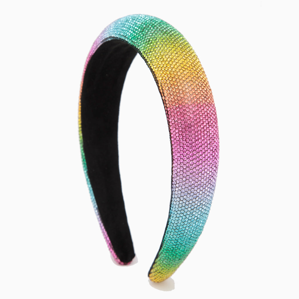 Youth Rhinestone Headband in Bright Rainbow