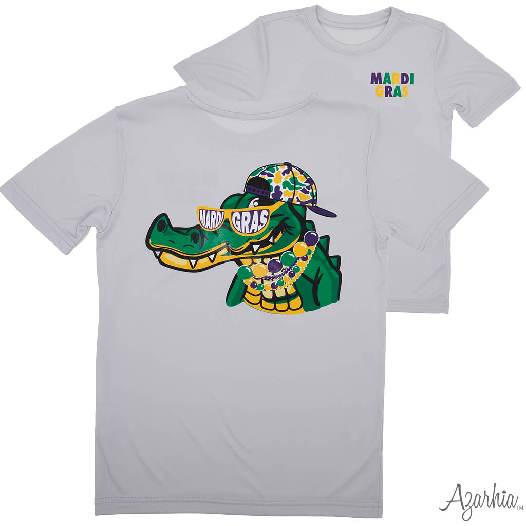 Mardi Gras Party Gator Grey Drifit MG26