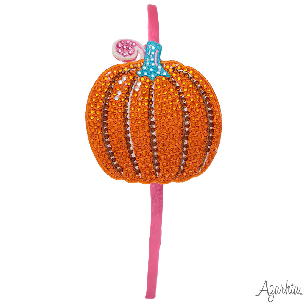 Pumpkin Rhinestone Patch Headband