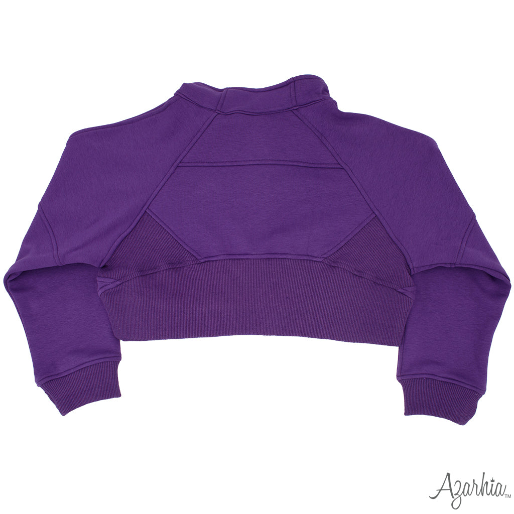 Oversized Cropped 1/4 Zip Sweatshirt in Purple