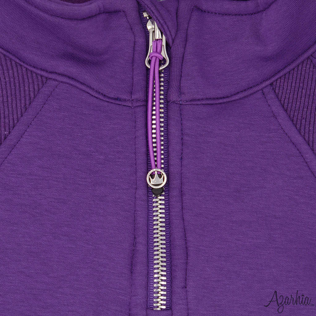 Oversized Cropped 1/4 Zip Sweatshirt in Purple