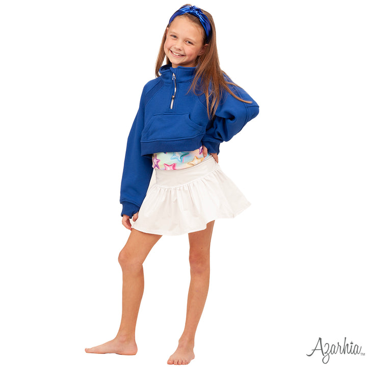 Oversized Cropped 1/4 Zip Sweatshirt in Royal Blue – Azarhia