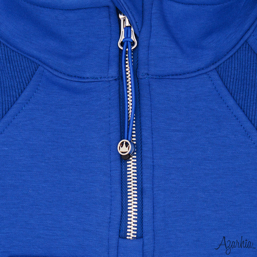 Oversized Cropped 1/4 Zip Sweatshirt in Royal Blue – Azarhia