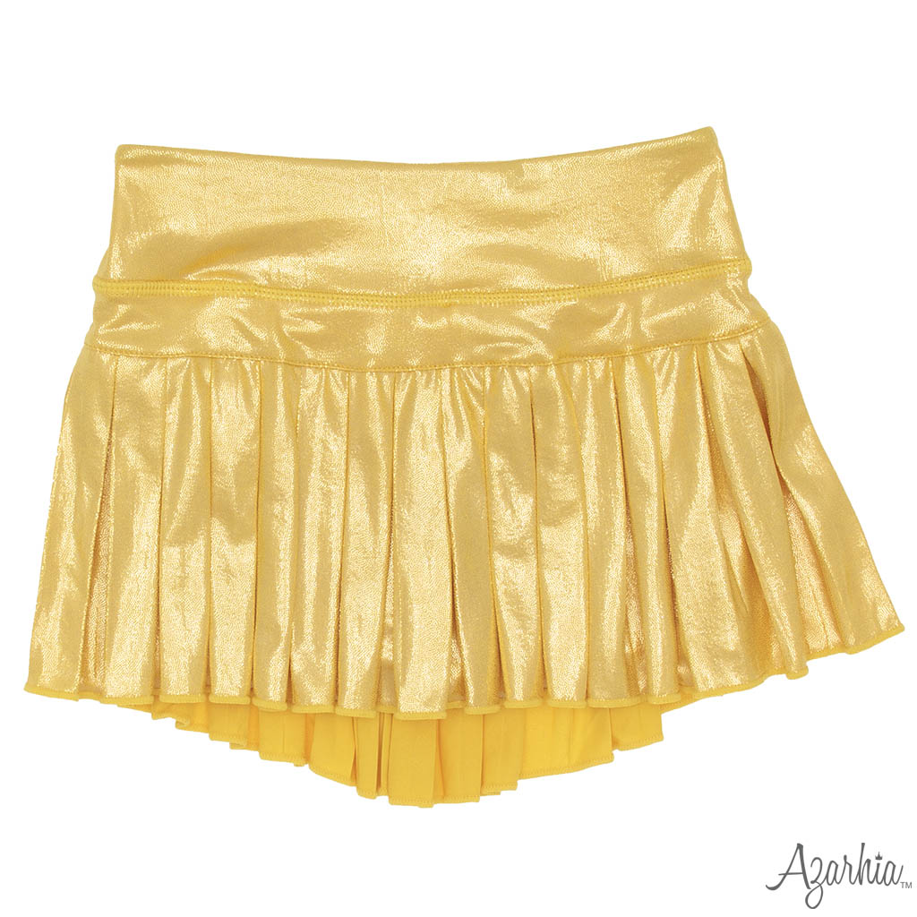 Mini Pleated Skort in Gold Shimmer