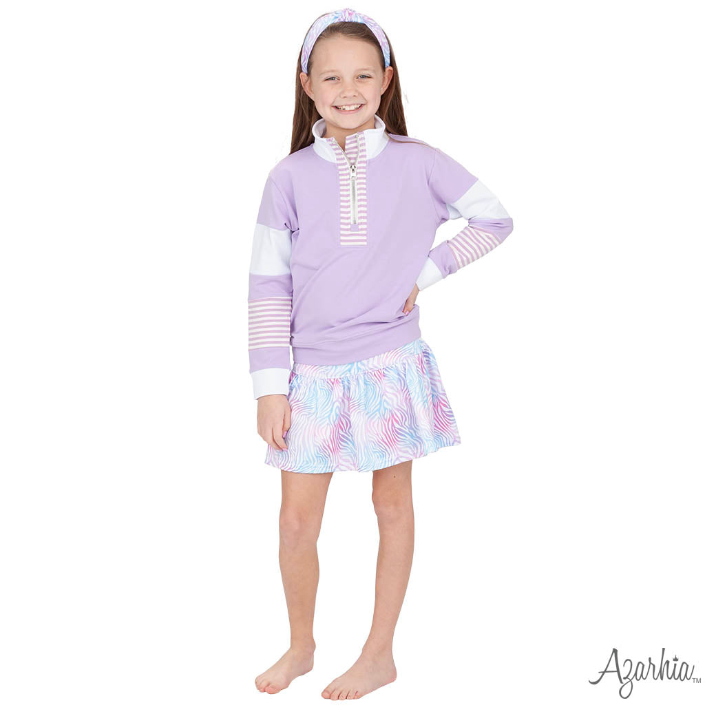 Color Block Lavender Long Sleeve Zip Sweatshirt