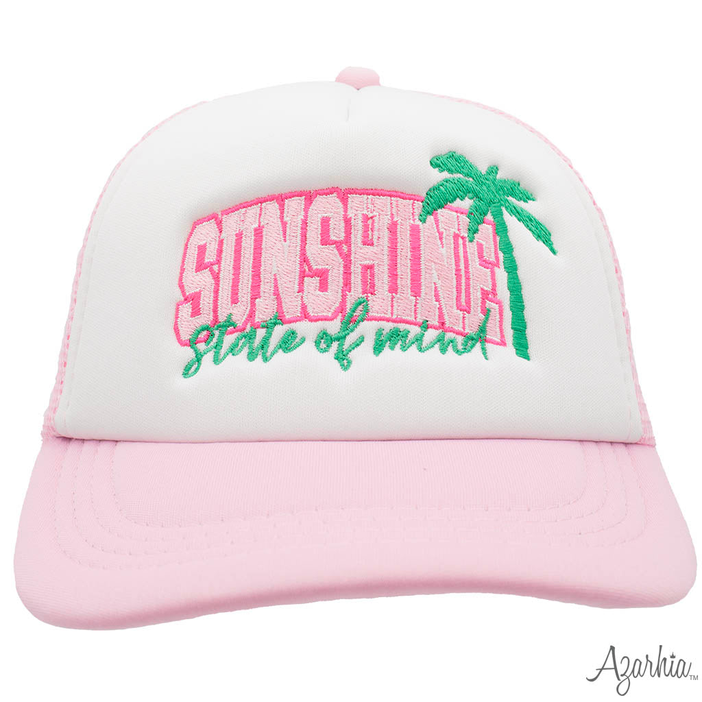 Sunshine State of Mind Embroidered Youth Pink Trucker