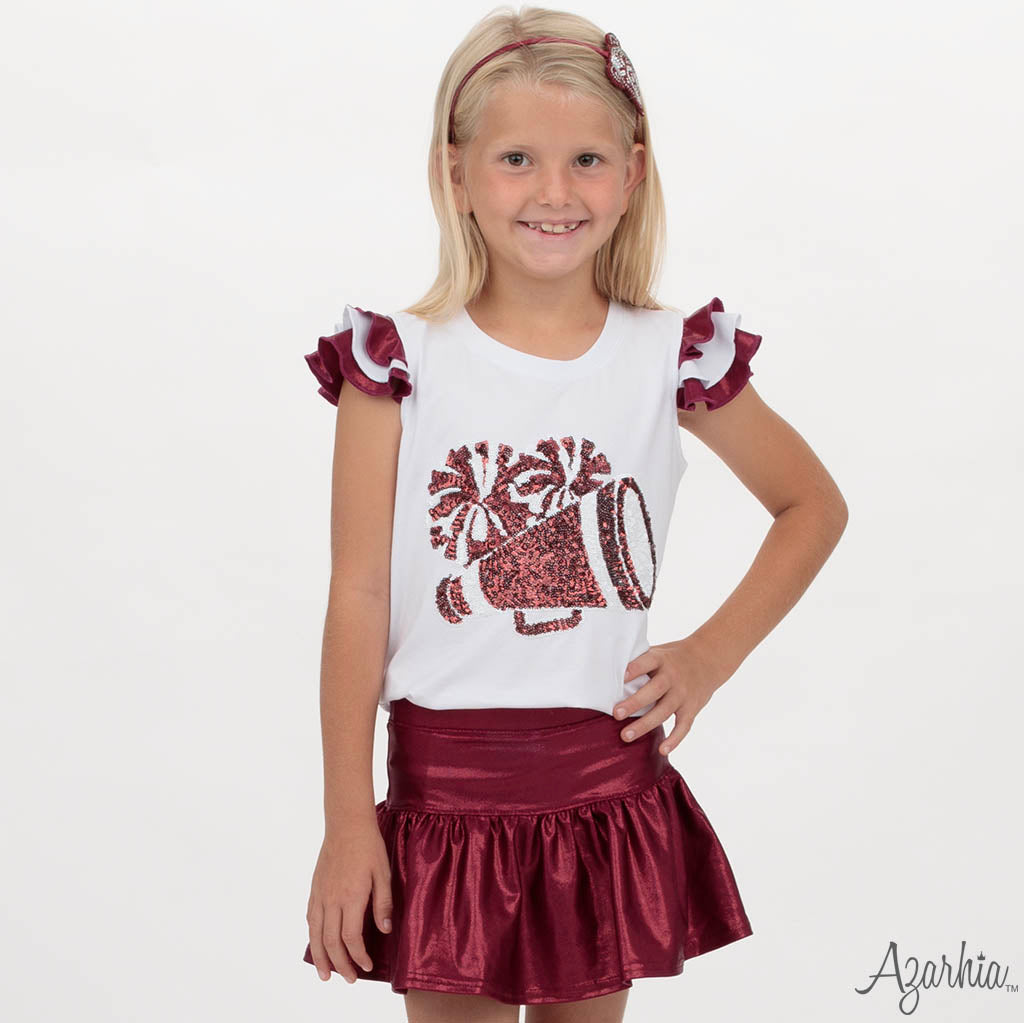 Gathered Skort in Maroon Shimmer