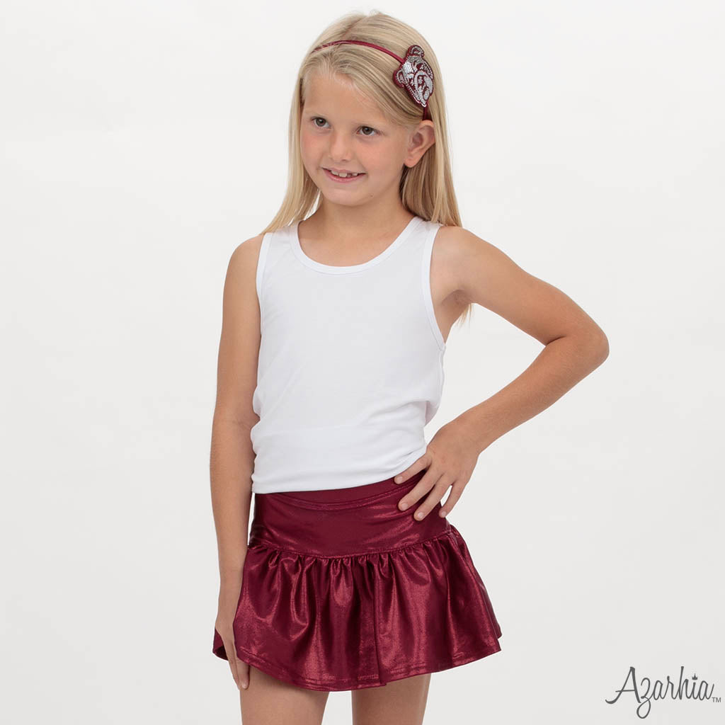 Gathered Skort in Maroon Shimmer