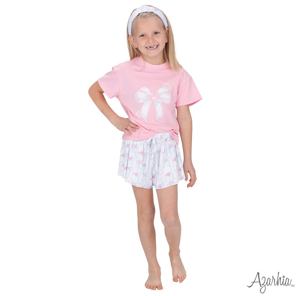 Big Bows Screen Print on Light Pink Boxy T