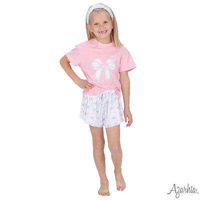 Big Bows Screen Print on Light Pink Boxy T