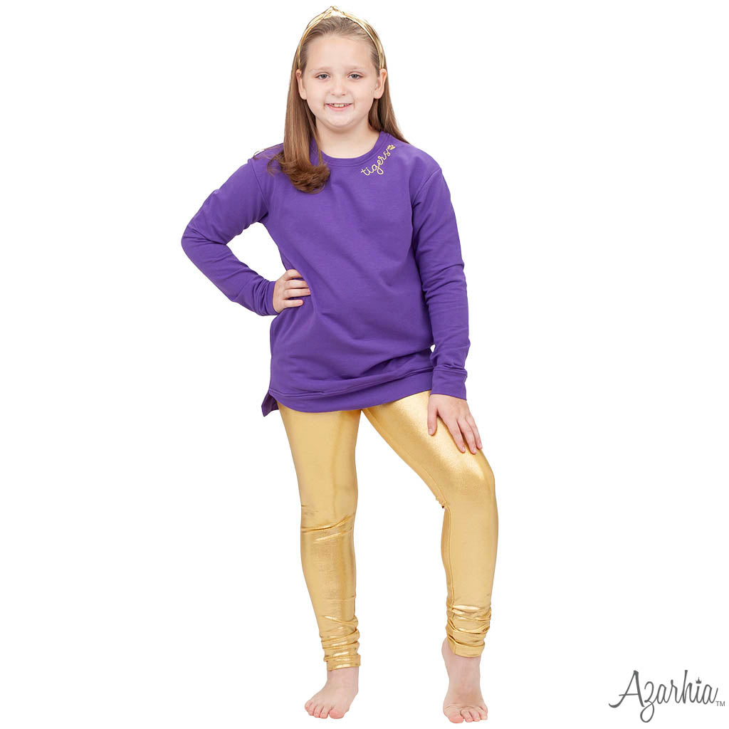 Tiger with Gold Embroidered Collar on Purple Tunic