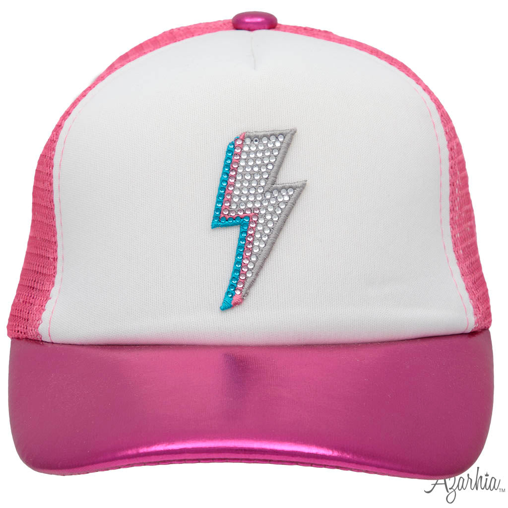 Tri-Color Lightning Bolt on Hot Pink Metallic Trucker Fall 25