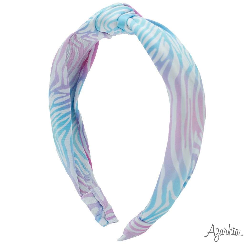 Top Knot Headband in Water Color Zebra