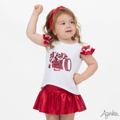 Gathered Skort in Crimson Shimmer