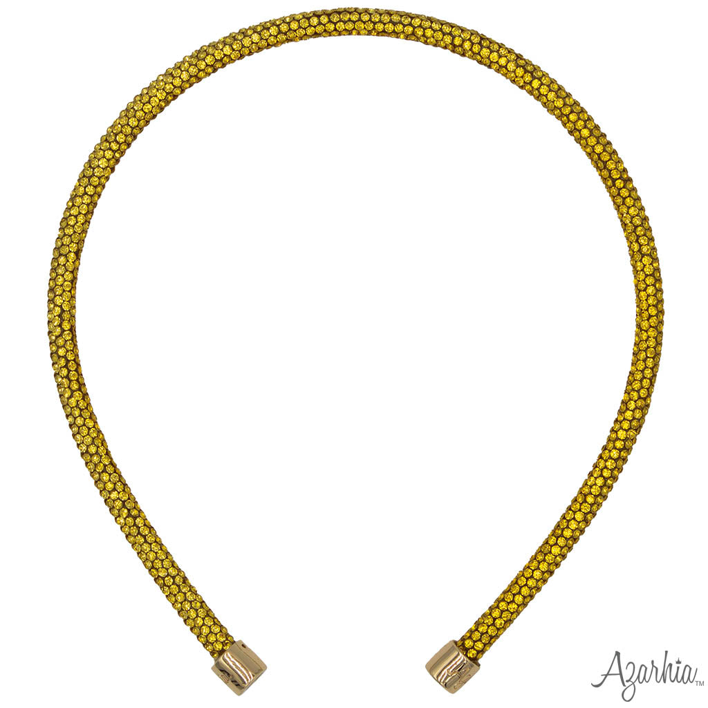 Thin Rhinestone Headband Yellow