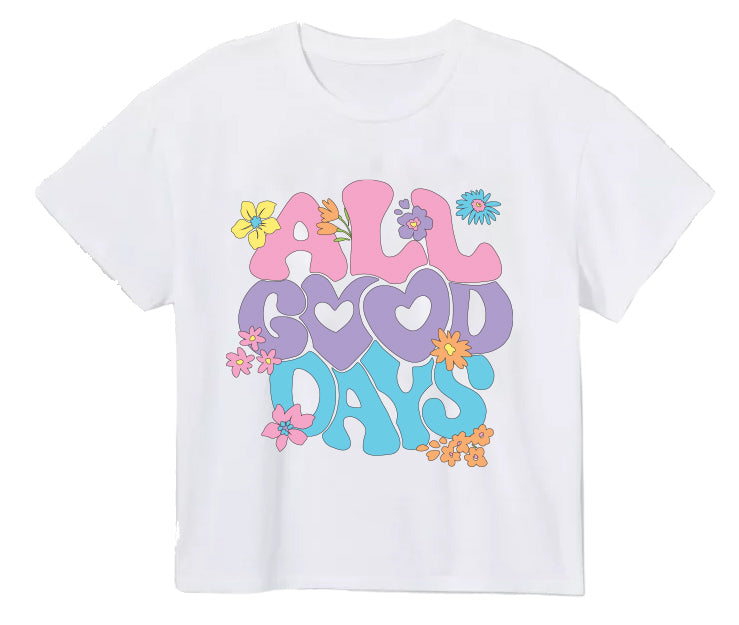 All Good Days Screen Print White Boxy T