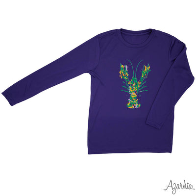 Mardi Gras Watercolor Crawfish Purple LS Drifit MG26