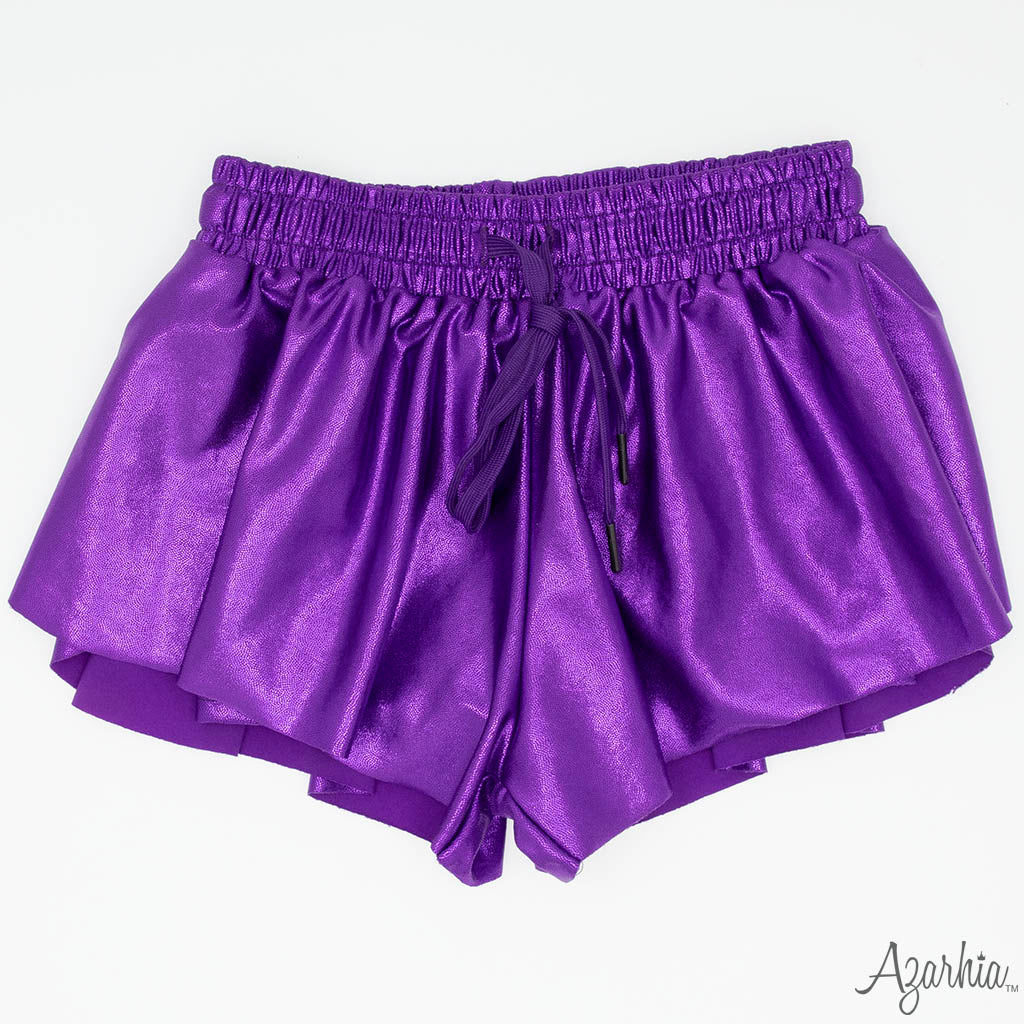Shimmer Ruffle Sleeve Sequin Cheer in Purple