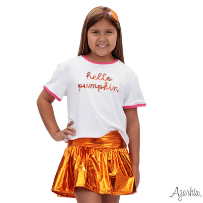 Hello Pumpkin in Tinsel on White Ringer Boxy