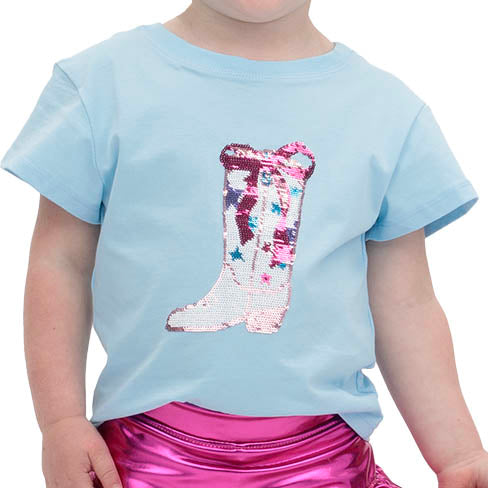 Rodeo Sequin Bow Boot Light Blue Boxy