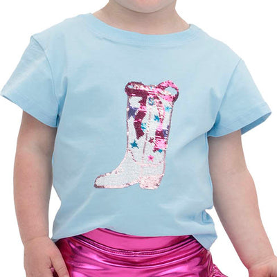 Rodeo Sequin Bow Boot Light Blue Boxy