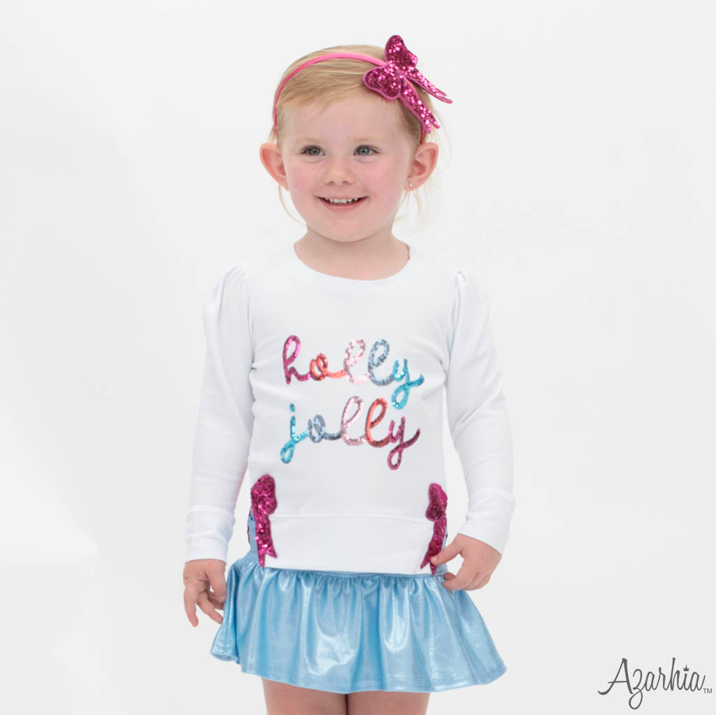 Sequin Holly Jolly White Holly Sweatshirt