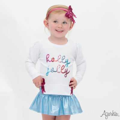 Sequin Holly Jolly White Holly Sweatshirt