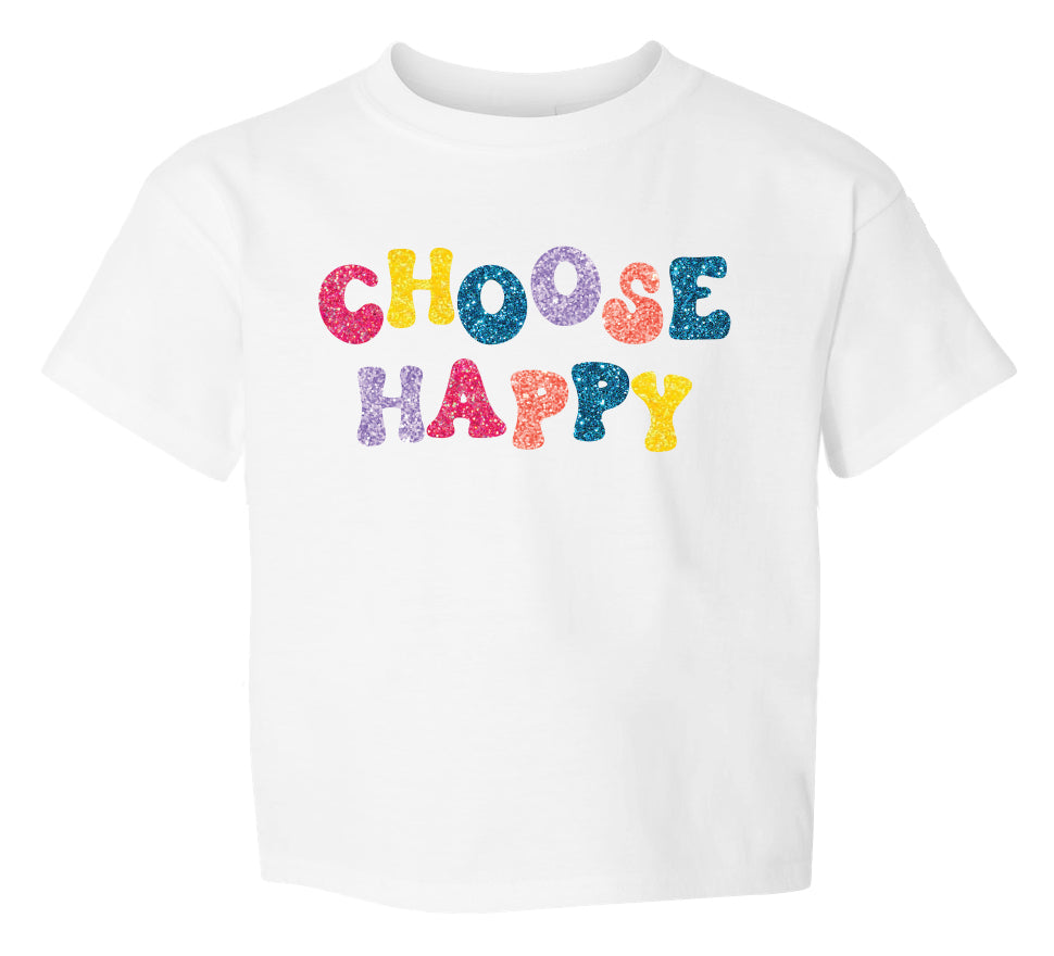 Choose Happy Screen Print on White Boxy T