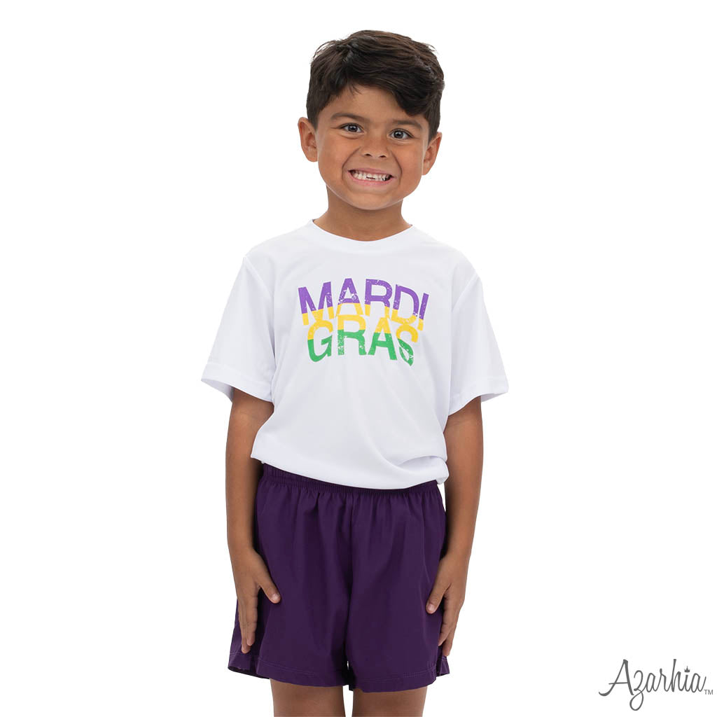 Mardi Gras Distressed White Drifit MG26