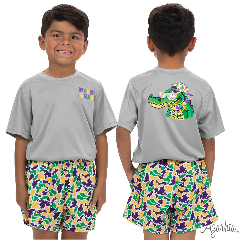 Mardi Gras Party Gator Grey Drifit MG26