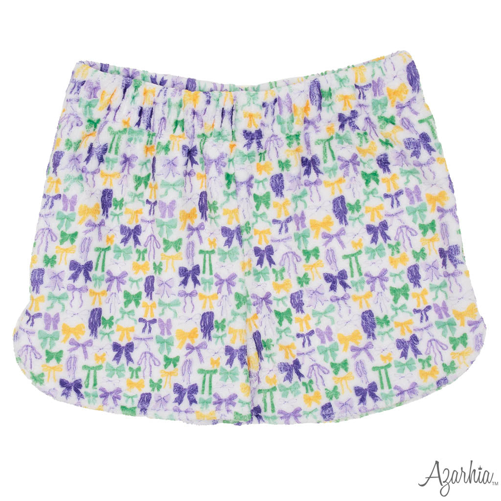 Mardi Gras Bows Screen Print White Boxy MG26