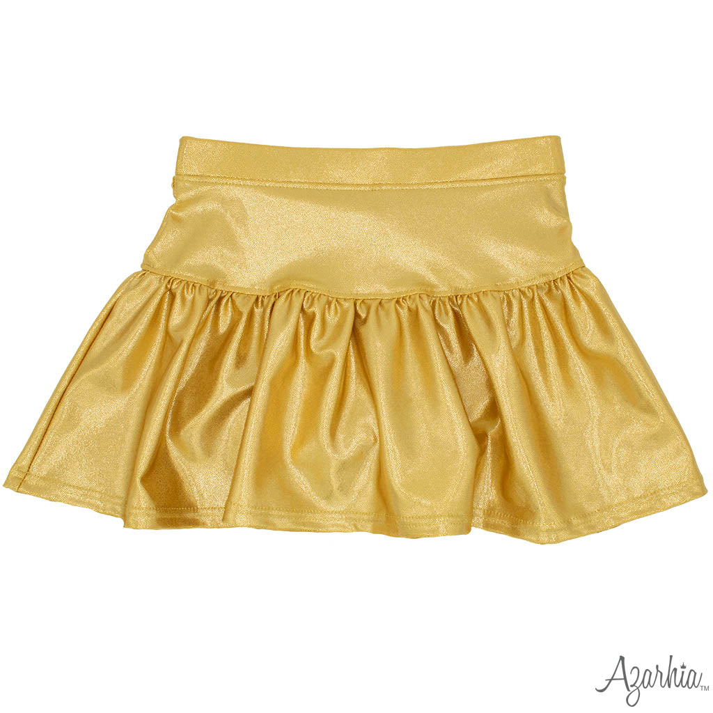 Shimmer Ruffle Sleeve Sequin Cheer in Gold