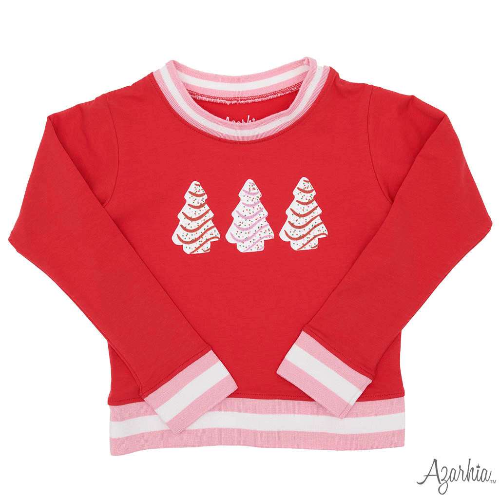 Confetti Cake in Glitter on Red Crew Sweatshirt CHRISTMAS