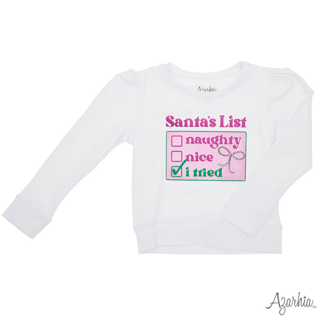 Christmas Santas List Screen Print White Holly