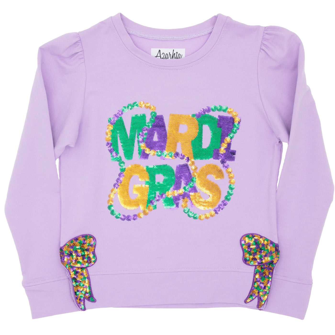 Mardi Gras Beads and Bow Sequin Lavender Holly