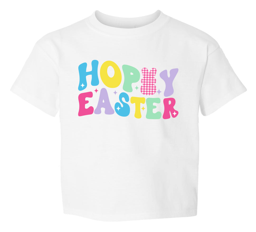 Hoppy Easter Screen Print on White Boxy T