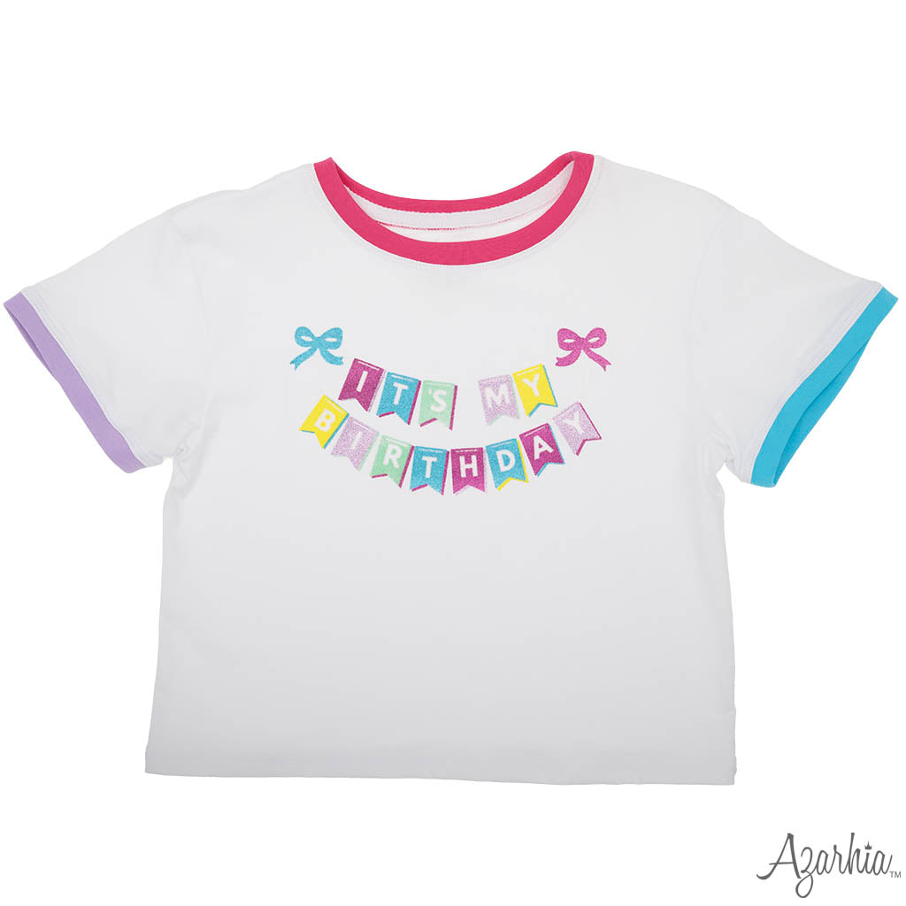 Its my BIRTHDAY Glitter on White Ringer Boxy